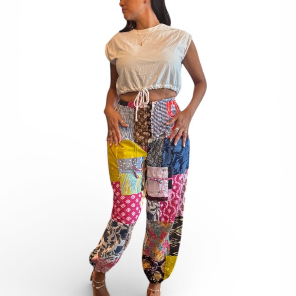 Colorful Patchwork Women's Pants - Picture 9 of 13